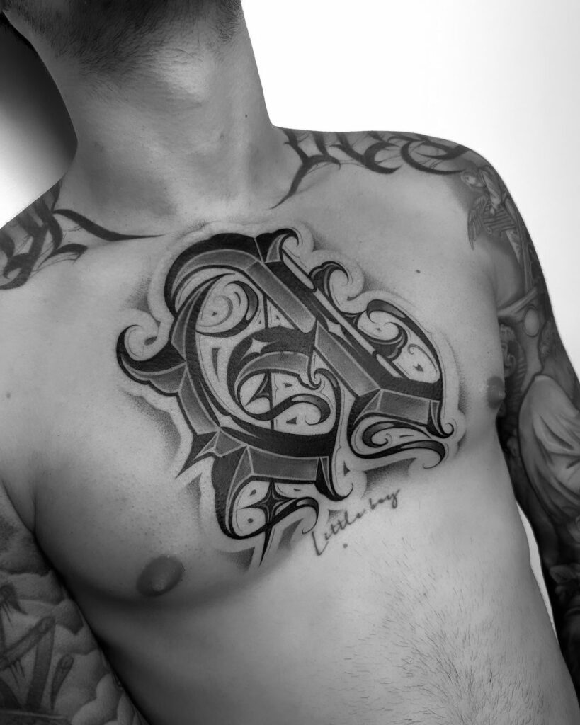 Tatuaje lettering realizado por Painted Dog, tatuador lettering españa El Punto 08800